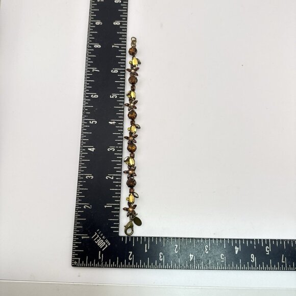 Sorrelli Bracelet Crystal Orange Brown Gold Amber Fall Autumn Rhinestone Signed - Picture 9 of 10